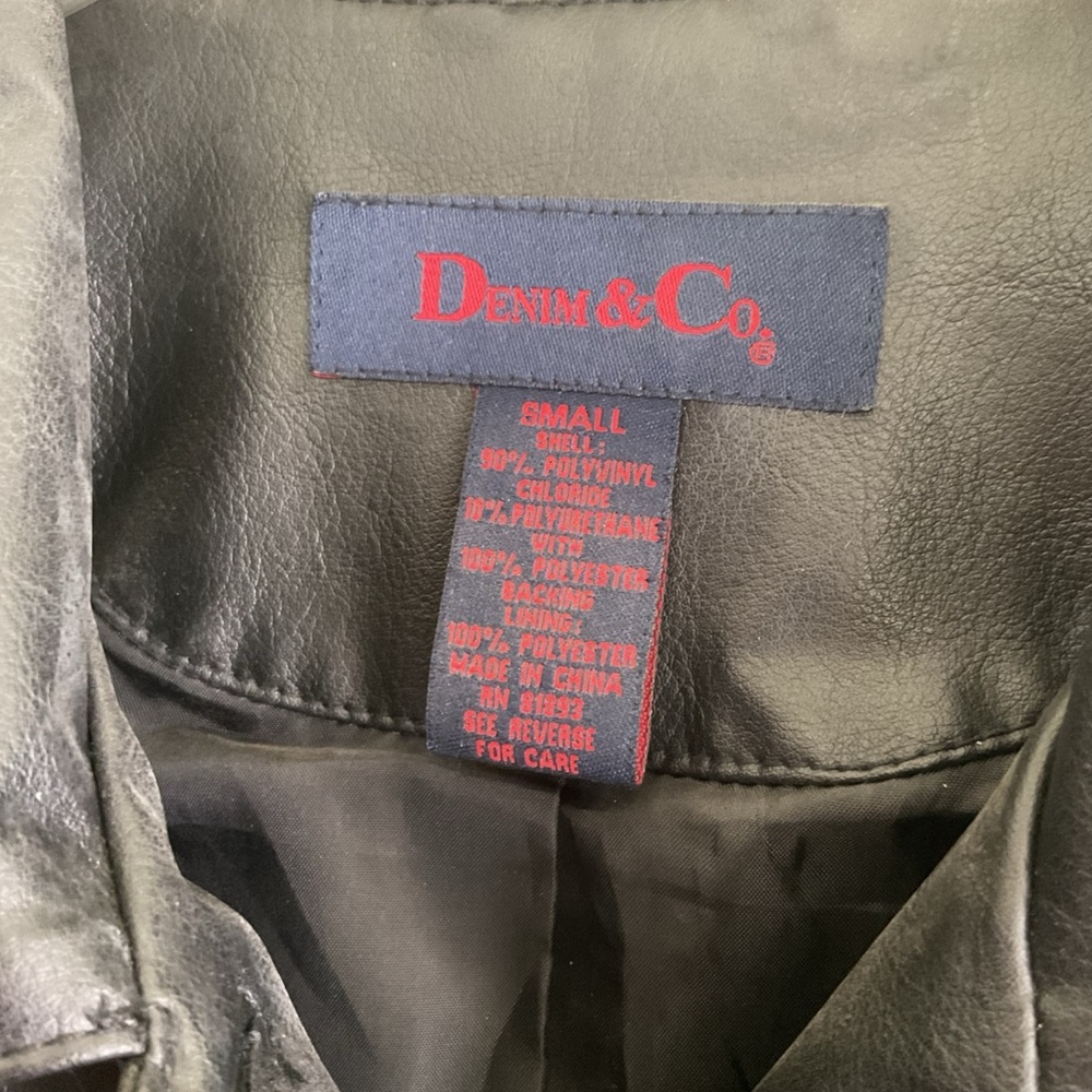 Genuine Leather Button Down Coat Black Front Pock… - image 3